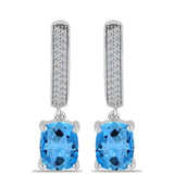 Cercei din Argint 925 ( 4.38 grame ) cu Topaz Swiss Blue și Topaz Alb 5.32 Carate