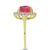 Inel din Argint 925 Placat cu Aur ( 2.32 grame ) cu Thulit și Topaz Alb 2.95 Carate