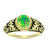 Inel din Argint 925 Placat cu Aur ( 4.65 grame ) cu Opal Verde Etiopian Lega Dembi 0.77 Carate