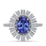 Inel din Argint 925 ( 3.51 grame ) cu Tanzanit AAA și Zircon Alb 2.99 Carate