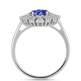 Inel din Argint 925 ( 3.51 grame ) cu Tanzanit AAA și Zircon Alb 2.99 Carate