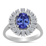 Inel din Argint 925 ( 3.51 grame ) cu Tanzanit AAA și Zircon Alb 2.99 Carate