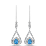 Cercei din Argint 925 ( 4.2 grame ) cu Topaz Swiss Blue și Topaz Alb 1.61 Carate
