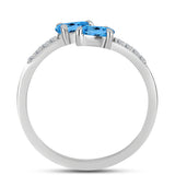 Inel din Argint 925 ( 1.59 grame ) cu Topaz Swiss Blue și Topaz Alb 0.59 Carate