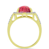 Inel din Argint 925 Placat cu Aur ( 3.26 grame ) cu Thulit și Topaz Alb 3.37 Carate