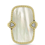 Inel din Argint 925 Placat cu Aur ( 5.33 grame ) cu Sidef și Topaz Alb 11.48 Carate