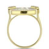 Inel din Argint 925 Placat cu Aur ( 5.33 grame ) cu Sidef și Topaz Alb 11.48 Carate