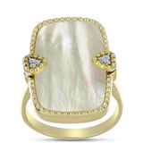Inel din Argint 925 Placat cu Aur ( 5.33 grame ) cu Sidef și Topaz Alb 11.48 Carate