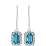Cercei din Argint 925 ( 2.36 grame ) cu Topaz Swiss Blue și Topaz Alb 1.63 Carate