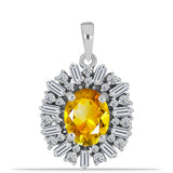 Pandantiv din Argint 925 ( 2.51 grame ) cu Citrin Ural și Zircon Alb 2.9 Carate