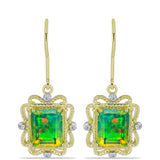 Cercei din Argint 925 Placat cu Aur ( 3.53 grame ) cu Opal Verde Etiopian Lega Dembi și Topaz Alb 1.61 Carate
