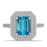 Inel din Argint 925 ( 3.15 grame ) cu Topaz Swiss Blue și Topaz Alb 3.12 Carate