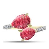 Inel din Argint 925 Placat cu Aur ( 2.7 grame ) cu Thulit și Topaz Alb 4.15 Carate