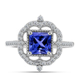 Inel din Argint 925 ( 2.81 grame ) cu Tanzanit AAA și Topaz Alb 1.54 Carate