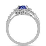 Inel din Argint 925 ( 3.97 grame ) cu Tanzanit AAA și Topaz Alb 1.95 Carate