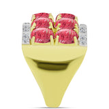 Inel din Argint 925 Placat cu Aur ( 6.88 grame ) cu Thulit și Topaz Alb 5.75 Carate