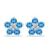 Cercei din Argint 925 ( 1.8 grame ) cu Topaz Swiss Blue și Topaz Alb 1.39 Carate