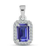 Pandantiv din Argint 925 ( 0.86 grame ) cu Tanzanit AAA și Topaz Alb 1.13 Carate