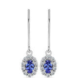 Cercei din Argint 925 ( 1.75 grame ) cu Tanzanit AAA și Topaz Alb 0.91 Carate