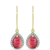 Cercei din Argint 925 Placat cu Aur ( 2.42 grame ) cu Thulit și Topaz Alb 3.33 Carate