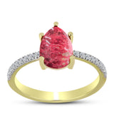 Inel din Argint 925 Placat cu Aur ( 2.07 grame ) cu Thulit și Topaz Alb 2.51 Carate