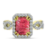 Inel din Argint 925 Placat cu Aur ( 3.58 grame ) cu Thulit și Topaz Alb 3.06 Carate