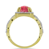 Inel din Argint 925 Placat cu Aur ( 3.58 grame ) cu Thulit și Topaz Alb 3.06 Carate