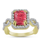 Inel din Argint 925 Placat cu Aur ( 3.58 grame ) cu Thulit și Topaz Alb 3.06 Carate