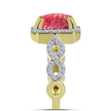 Inel din Argint 925 Placat cu Aur ( 3.58 grame ) cu Thulit și Topaz Alb 3.06 Carate