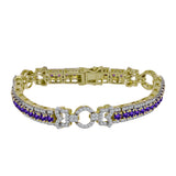 Brățară din Argint 925 Placat cu Aur ( 20.21 grame ) cu Ametist Marocan și Topaz Alb 6.4 Carate