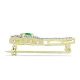 Broşă din Argint 925 Placat cu Aur ( 3.14 grame ) cu Opal Verde Etiopian Lega Dembi și Topaz Alb 0.9 Carate