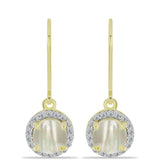 Cercei din Argint 925 Placat cu Aur ( 2.15 grame ) cu Sidef și Topaz Alb 1.92 Carate