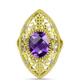 Inel din Argint 925 Placat cu Aur ( 5.49 grame ) cu Ametist Marocan și Topaz Alb 4.16 Carate