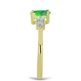 Inel din Argint 925 Placat cu Aur ( 2.03 grame ) cu Opal Verde Etiopian Lega Dembi și Topaz Alb 0.64 Carate