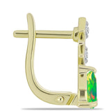 Cercei din Argint 925 Placat cu Aur ( 3.05 grame ) cu Opal Verde Etiopian Lega Dembi și Topaz Alb 1 Carate