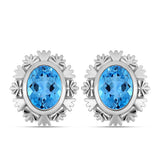 Cercei din Argint 925 ( 4.84 grame ) cu Topaz Swiss Blue 4.32 Carate