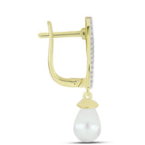 Cercei din Argint 925 Placat cu Aur ( 3.49 grame ) cu Perlă de Apă Dulce Albă și Topaz Alb 5.64 Carate