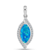 Pandantiv din Argint 925 ( 1.53 grame ) cu Opal Albastru Etiopian Paraiba și Topaz Alb 1.16 Carate