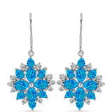 Cercei din Argint 925 ( 4.4 grame ) cu Opal Albastru Etiopian Paraiba și Topaz Alb 3.87 Carate