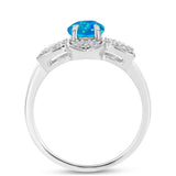 Inel din Argint 925 ( 4.28 grame ) cu Opal Albastru Etiopian Paraiba și Topaz Alb 1.56 Carate