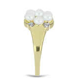 Inel din Argint 925 Placat cu Aur ( 3.18 grame ) cu Perlă de Apă Dulce Albă și Topaz Alb 2.07 Carate