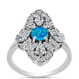 Inel din Argint 925 ( 4.35 grame ) cu Opal Albastru Etiopian Paraiba și Topaz Alb 2.31 Carate