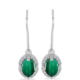 Cercei din Argint 925 ( 2.71 grame ) cu Malachit și Topaz Alb 2.57 Carate