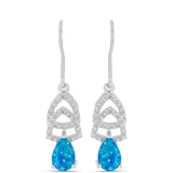 Cercei din Argint 925 ( 2.86 grame ) cu Opal Albastru Etiopian Paraiba și Topaz Alb 0.94 Carate
