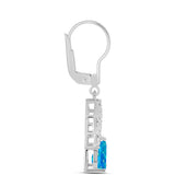 Cercei din Argint 925 ( 2.86 grame ) cu Opal Albastru Etiopian Paraiba și Topaz Alb 0.94 Carate