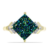 Inel din Argint 925 Placat cu Aur ( 2.95 grame ) cu Drusy Verde și Topaz Alb 5.07 Carate