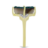 Inel din Argint 925 Placat cu Aur ( 2.95 grame ) cu Drusy Verde și Topaz Alb 5.07 Carate