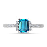 Inel din Argint 925 ( 2.24 grame ) cu Topaz Swiss Blue și Topaz Alb 1.45 Carate