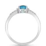 Inel din Argint 925 ( 2.24 grame ) cu Topaz Swiss Blue și Topaz Alb 1.45 Carate
