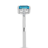 Inel din Argint 925 ( 2.24 grame ) cu Topaz Swiss Blue și Topaz Alb 1.45 Carate